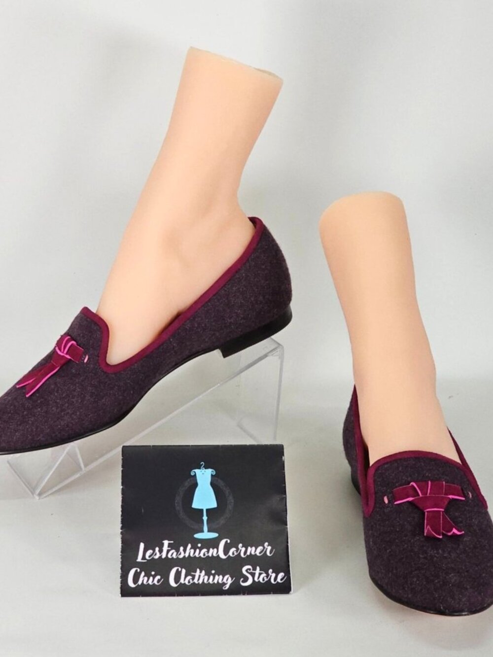 Cole Haan Women's Sabrina Purple Wool Teal Bow Loafers Nike  Sole Sz 8 174